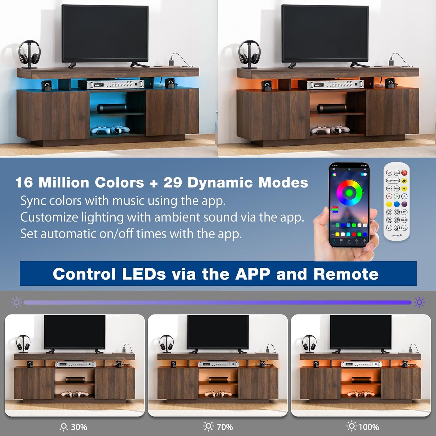 LED TV Stand with Power Outlet - Gaming Console Room review and price
